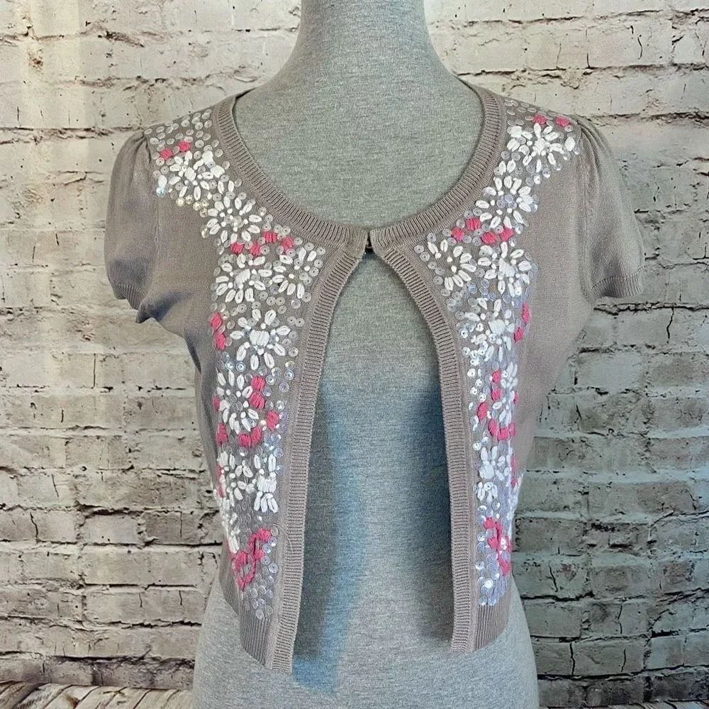 INC International Concepts Sequin Cardigan
Gray Pink Embroidery Sequins Small